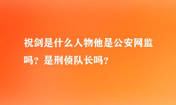 祝剑是什么人物他是公安网监吗？是刑侦队长吗？