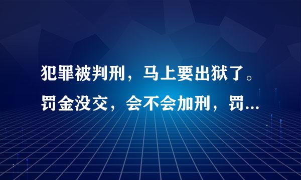 犯罪被判刑，马上要出狱了。罚金没交，会不会加刑，罚金是5000