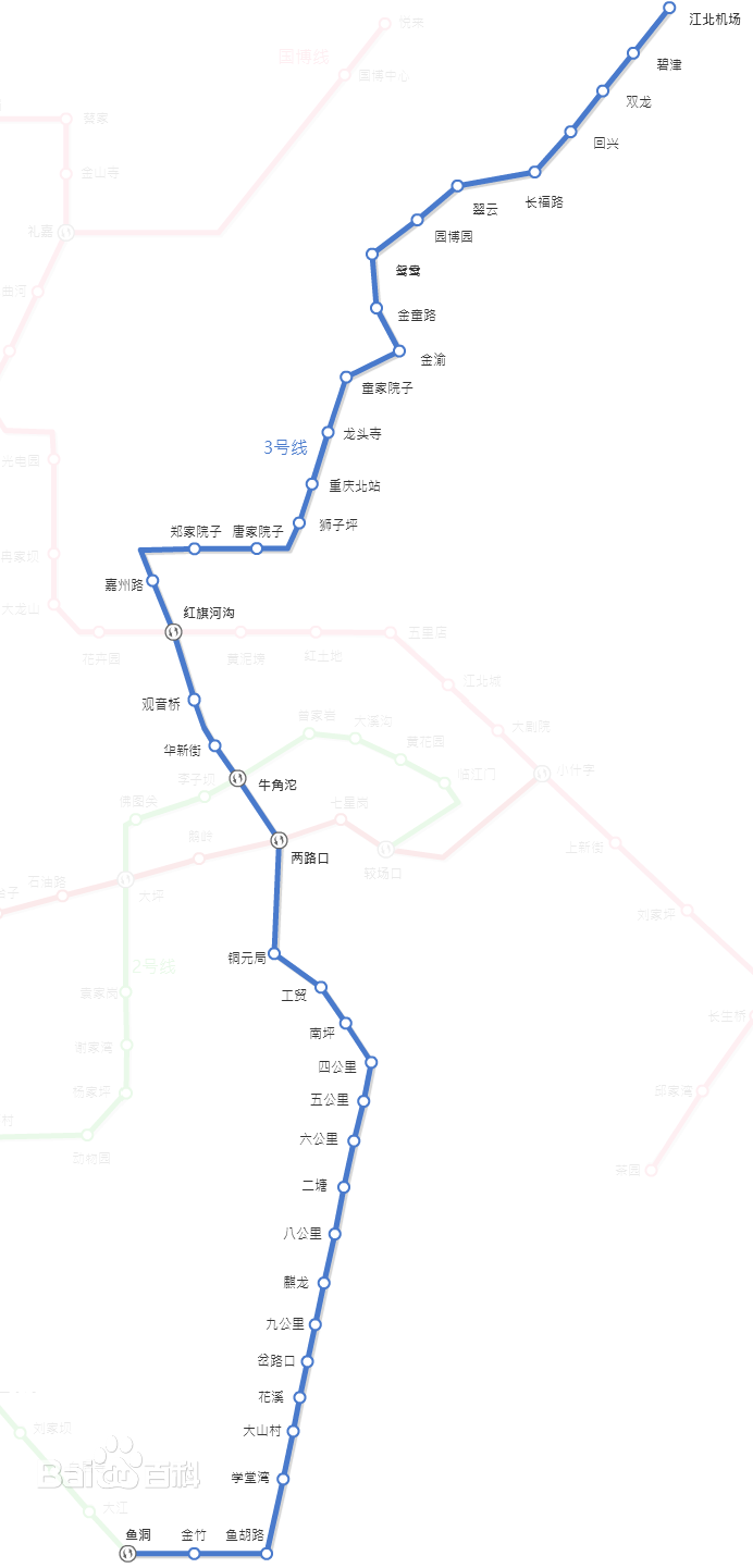 重庆轨道3号线路线？