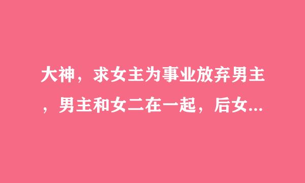 大神，求女主为事业放弃男主，男主和女二在一起，后女主回头追男主的电视剧