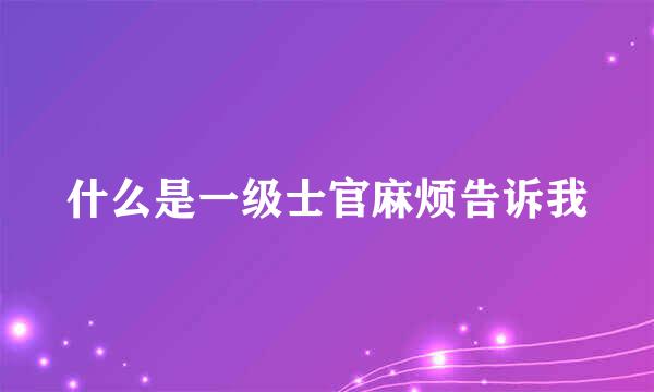 什么是一级士官麻烦告诉我