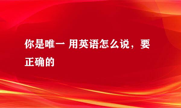 你是唯一 用英语怎么说，要正确的