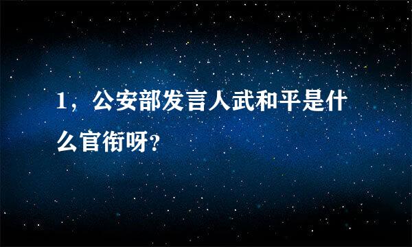 1，公安部发言人武和平是什么官衔呀？