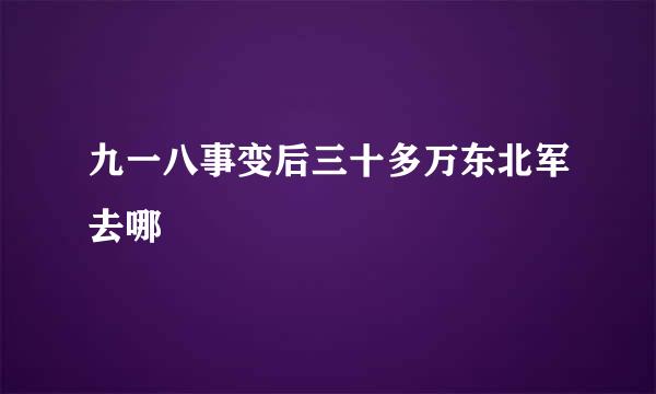 九一八事变后三十多万东北军去哪