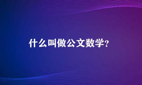 什么叫做公文数学？