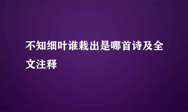 不知细叶谁栽出是哪首诗及全文注释