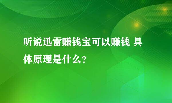 听说迅雷赚钱宝可以赚钱 具体原理是什么？