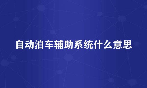 自动泊车辅助系统什么意思