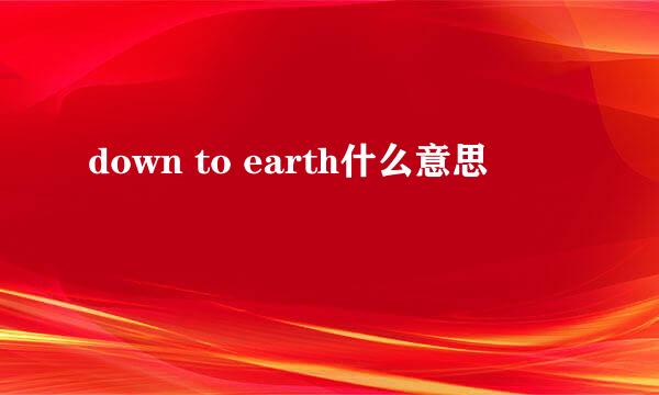 down to earth什么意思