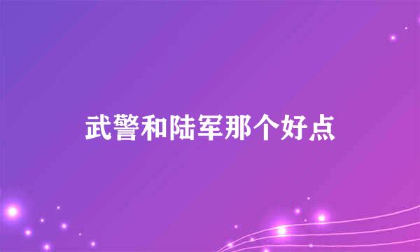 武警和陆军那个好点