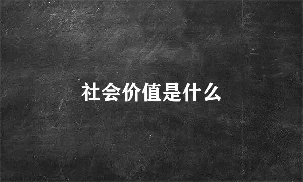 社会价值是什么