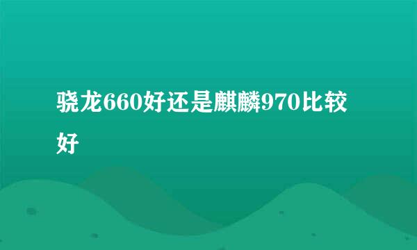 骁龙660好还是麒麟970比较好