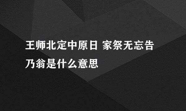 王师北定中原日 家祭无忘告乃翁是什么意思