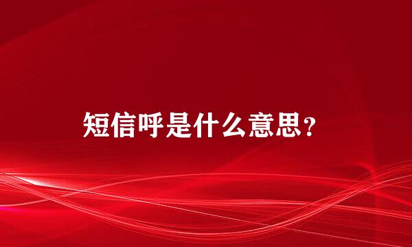 短信呼是什么意思？