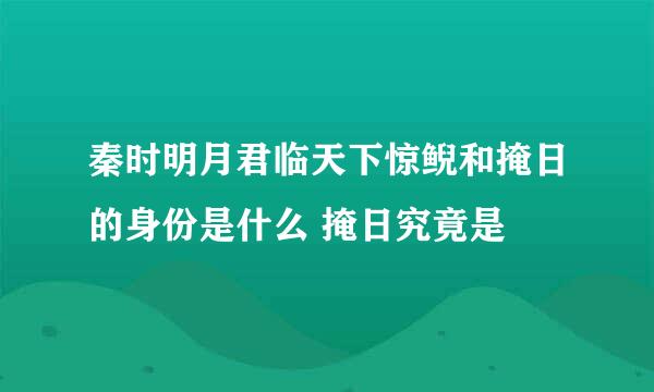 秦时明月君临天下惊鲵和掩日的身份是什么 掩日究竟是