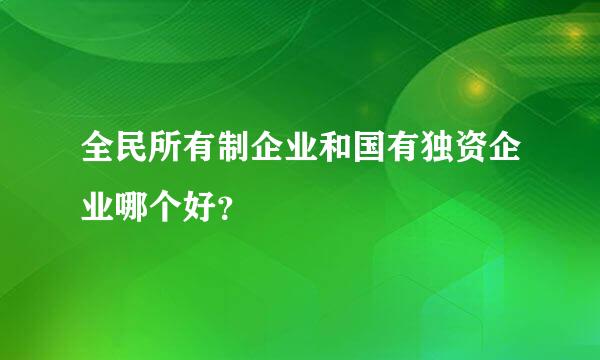 全民所有制企业和国有独资企业哪个好？