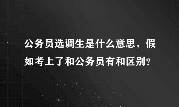 公务员选调生是什么意思，假如考上了和公务员有和区别？