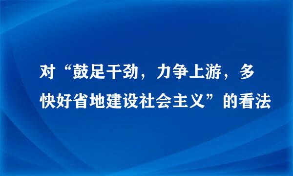 对“鼓足干劲，力争上游，多快好省地建设社会主义”的看法