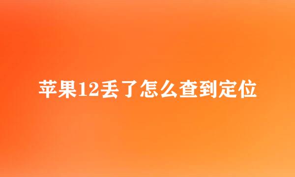 苹果12丢了怎么查到定位