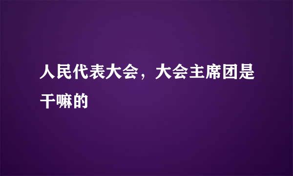 人民代表大会，大会主席团是干嘛的