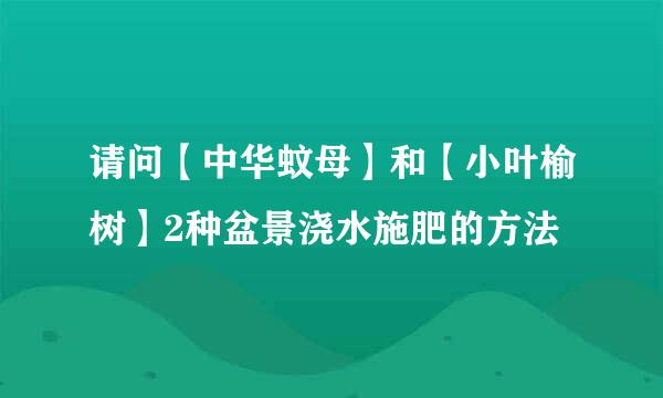 请问【中华蚊母】和【小叶榆树】2种盆景浇水施肥的方法