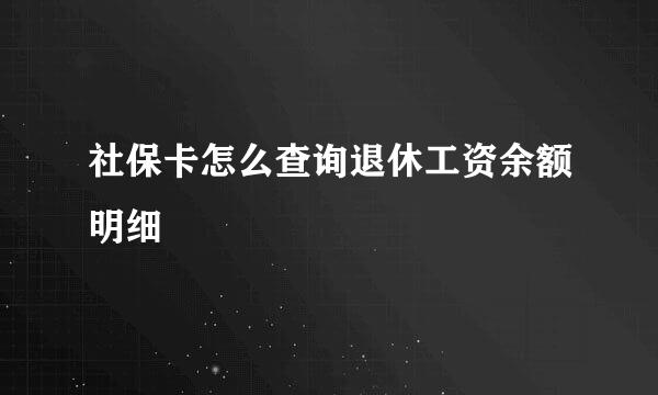 社保卡怎么查询退休工资余额明细