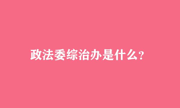 政法委综治办是什么？