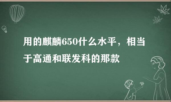 用的麒麟650什么水平，相当于高通和联发科的那款