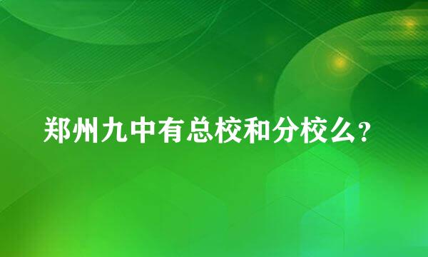 郑州九中有总校和分校么？