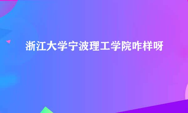 浙江大学宁波理工学院咋样呀