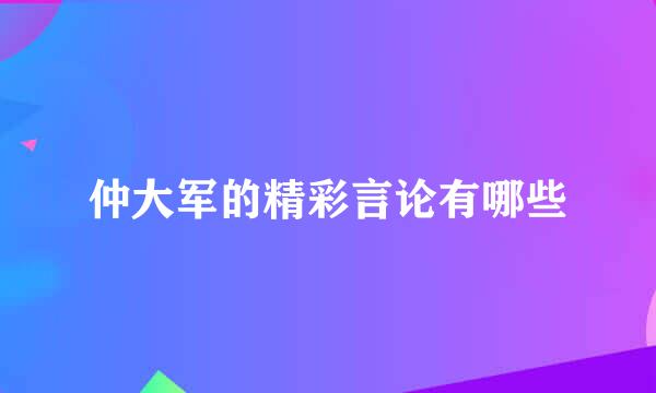 仲大军的精彩言论有哪些