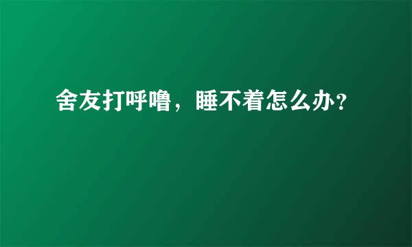 舍友打呼噜，睡不着怎么办？