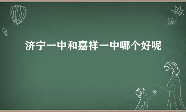 济宁一中和嘉祥一中哪个好呢