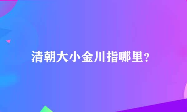 清朝大小金川指哪里？