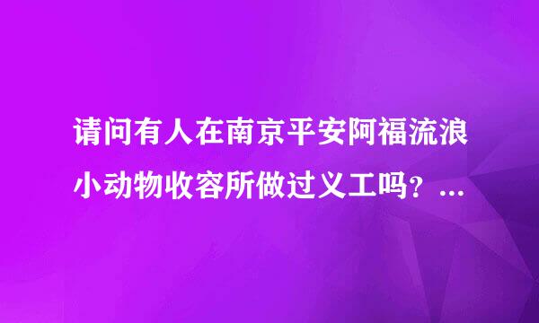 请问有人在南京平安阿福流浪小动物收容所做过义工吗？知道那里的内幕和真实情况吗？