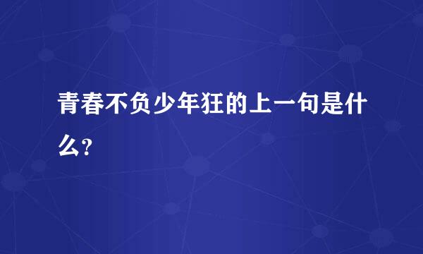 青春不负少年狂的上一句是什么？