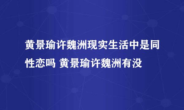 黄景瑜许魏洲现实生活中是同性恋吗 黄景瑜许魏洲有没