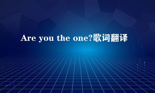 Are you the one?歌词翻译