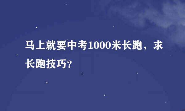 马上就要中考1000米长跑，求长跑技巧？