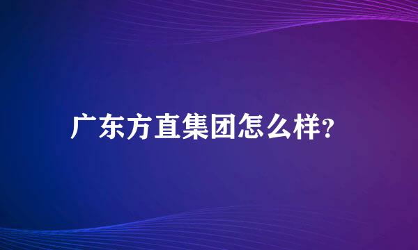 广东方直集团怎么样？