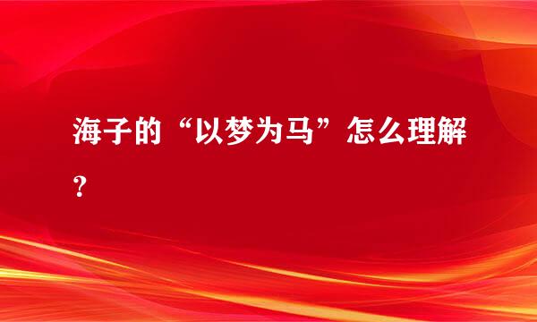 海子的“以梦为马”怎么理解？