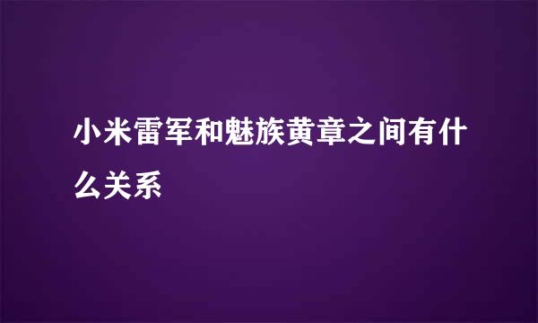 小米雷军和魅族黄章之间有什么关系