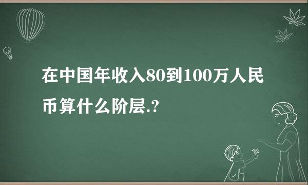 在中国年收入80到100万人民币算什么阶层.?