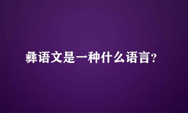 彝语文是一种什么语言？