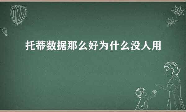 托蒂数据那么好为什么没人用