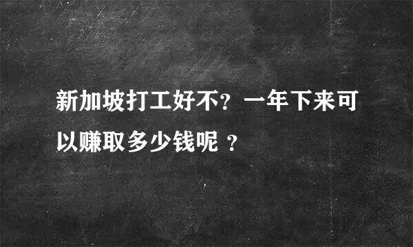 新加坡打工好不？一年下来可以赚取多少钱呢 ？