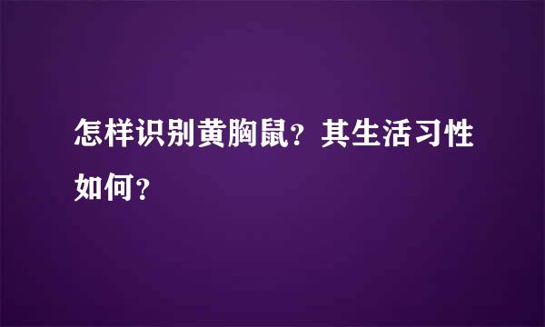 怎样识别黄胸鼠？其生活习性如何？