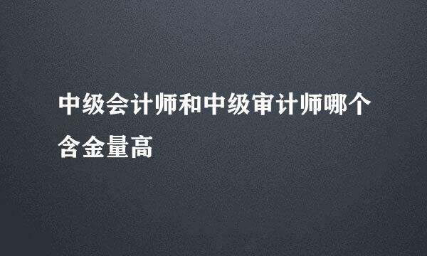 中级会计师和中级审计师哪个含金量高