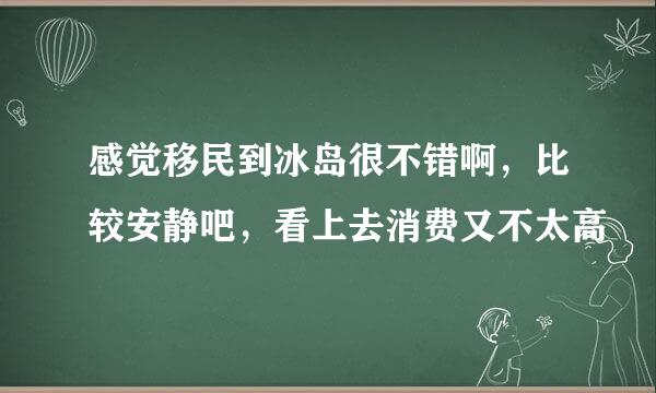 感觉移民到冰岛很不错啊，比较安静吧，看上去消费又不太高