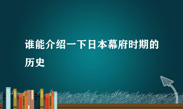 谁能介绍一下日本幕府时期的历史